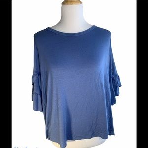 Lavender Field-Blue Tiered Ruffle Sleeve Top